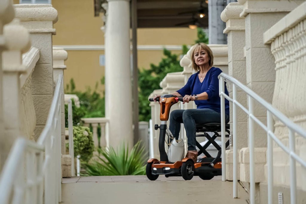 EV Rider TeQno - Auto Folding Electric Scooter! - Wheelchairs in Motion
